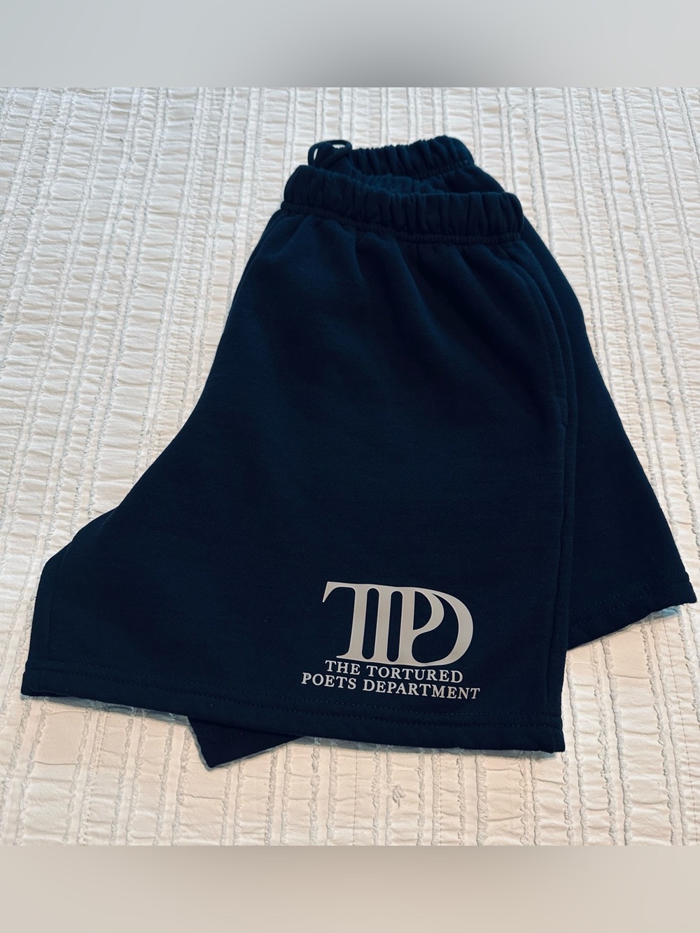 Taylor Swift The Tortured Poets Department TTPD Black Logo Sweat Shorts Size L